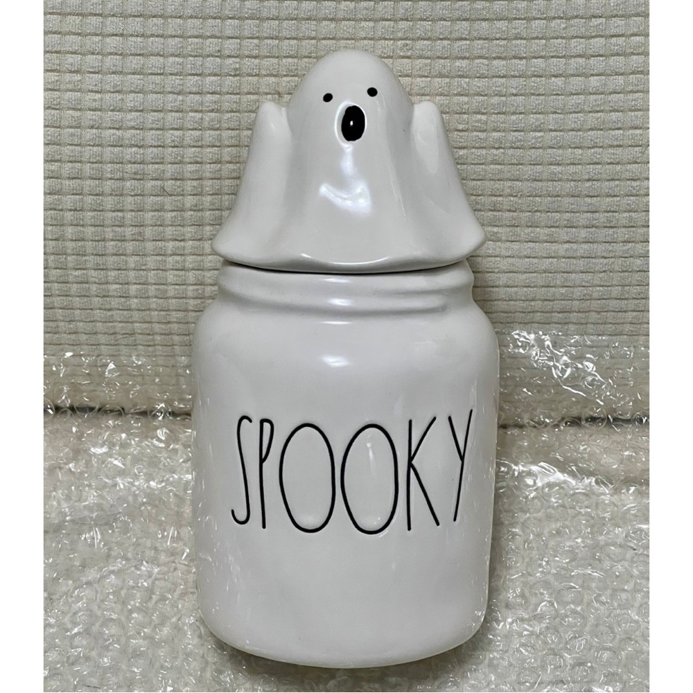 2022 Rae Dunn Halloween “SPOOKY” Ghost Ceramic Jar/Canister